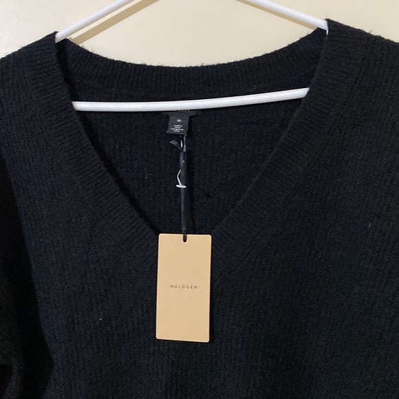 NWT Halogen Women Black Tunic V-Neck Sweater Size Large - Picture 4 of 13